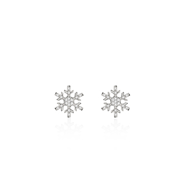 눈의 꽃 귀걸이 (소) 14k 화이트골드 CZ